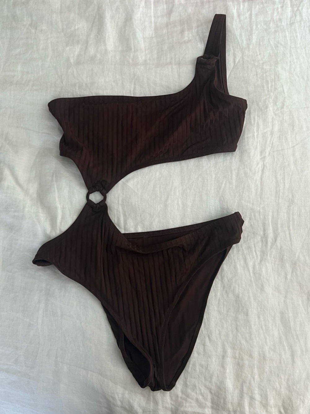 aerie Ribbed One-Piece Swimsuit in Chocolate Brown
